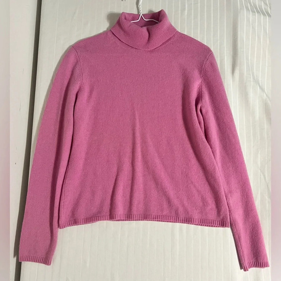 EVIE Cashmere Wool Blend Turtleneck Sweater Pink Large - Picture 14 of 15